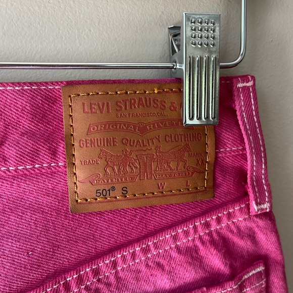 Levis 501 Skinny Jeans Tie Dye Pink Custom New Tags Distressed Button Fly 26x28 - Picture 6 of 8